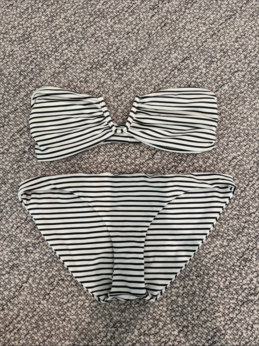 Mikoh Black & White Striped Bandeau Two-Piece Bikini